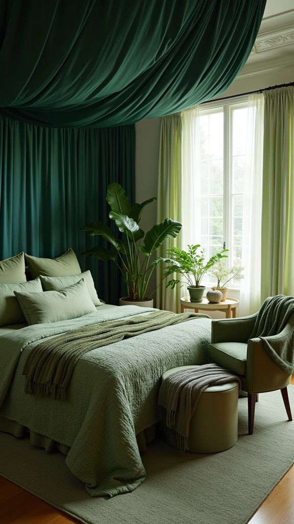 layered green textile decor