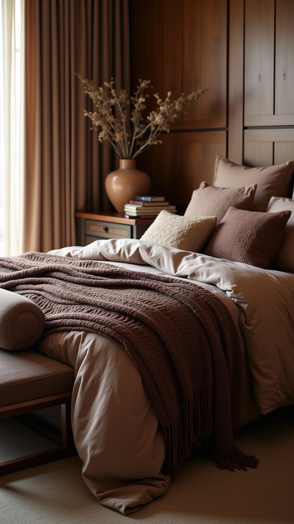 layering cozy brown bedding