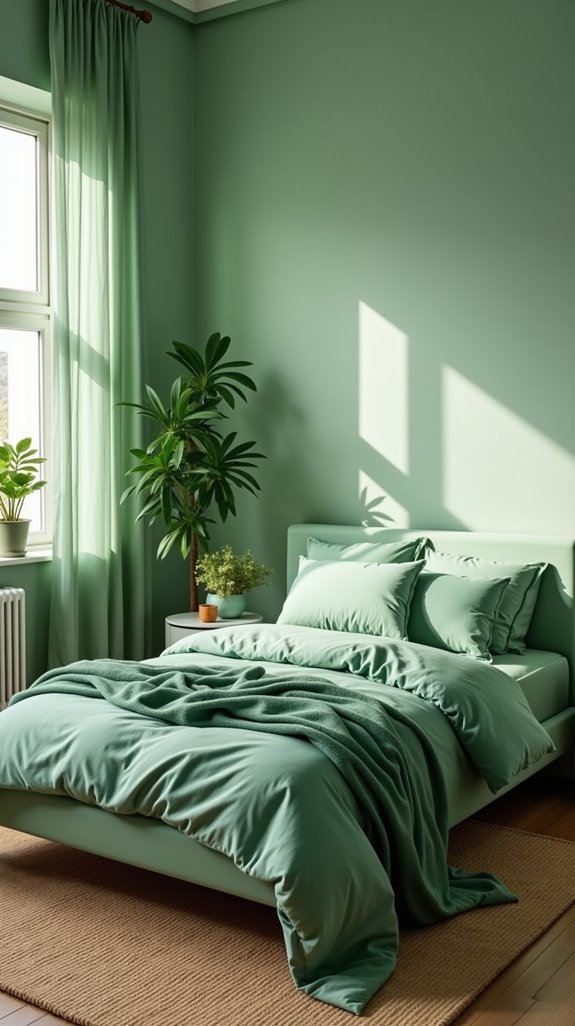 monochromatic green bedroom design