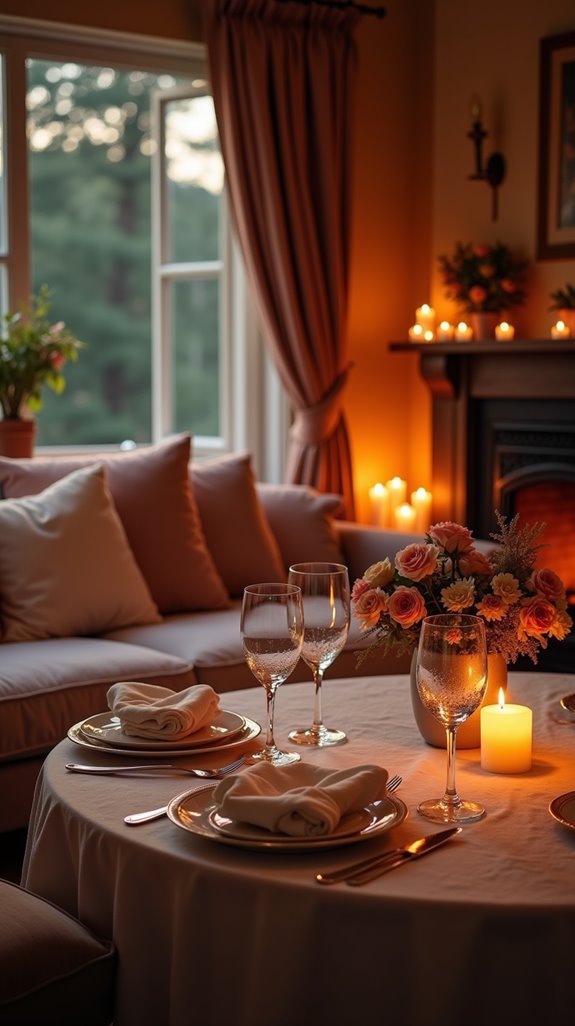 romantic candlelit dinner setup