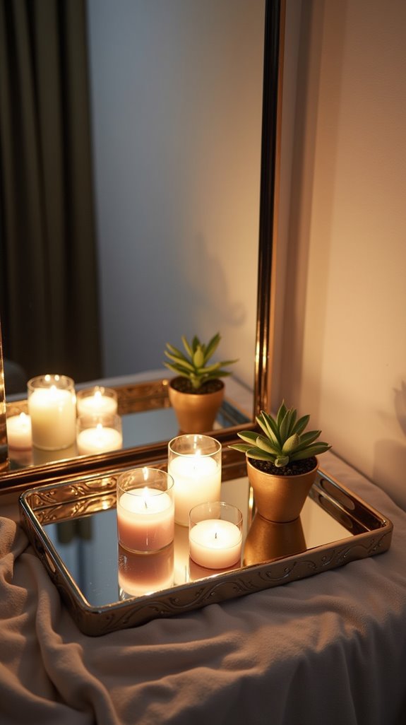 stylish mirrored tray accents