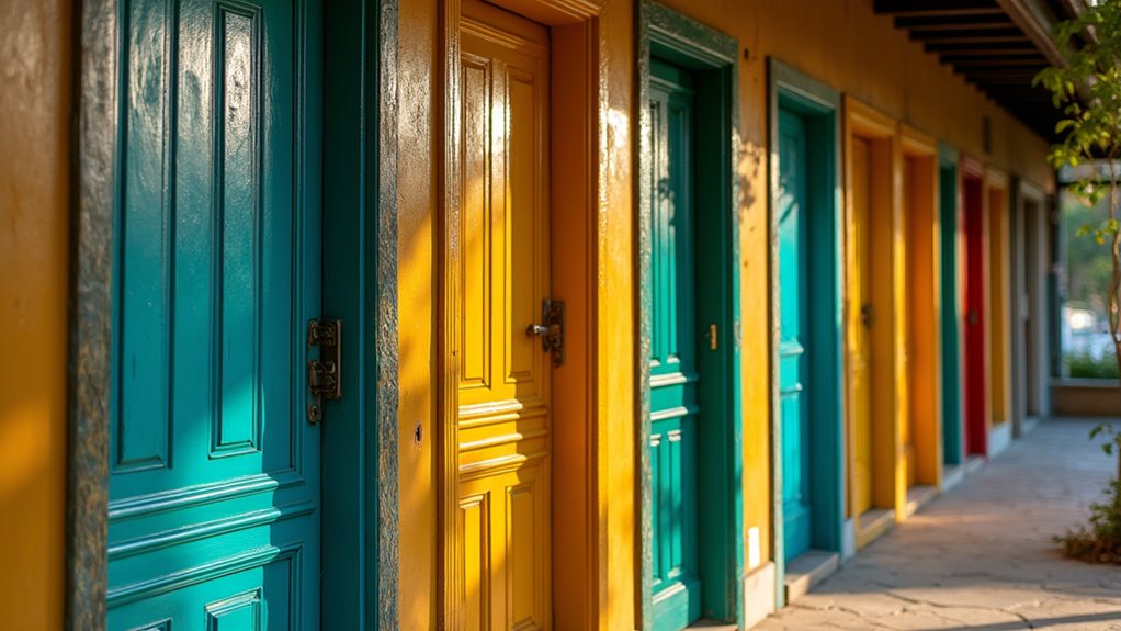 vibrant bedroom entrance doors