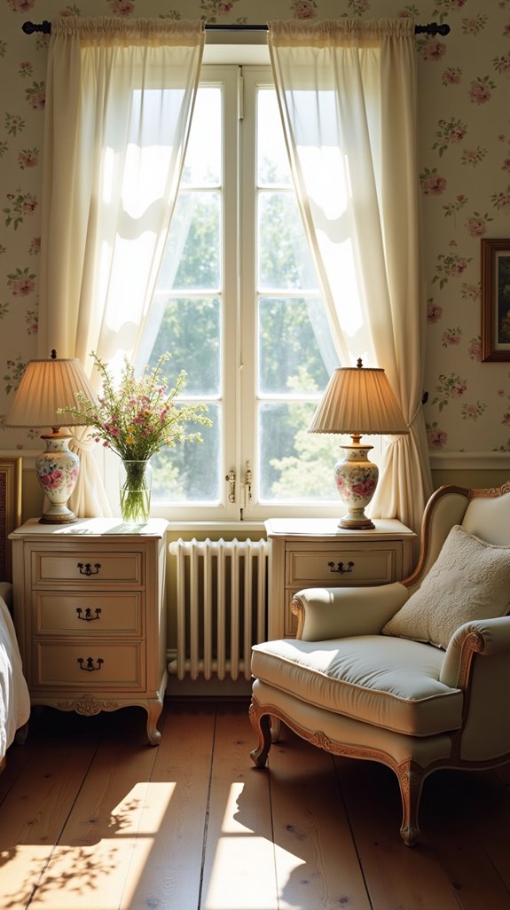 antique nightstands enhance decor