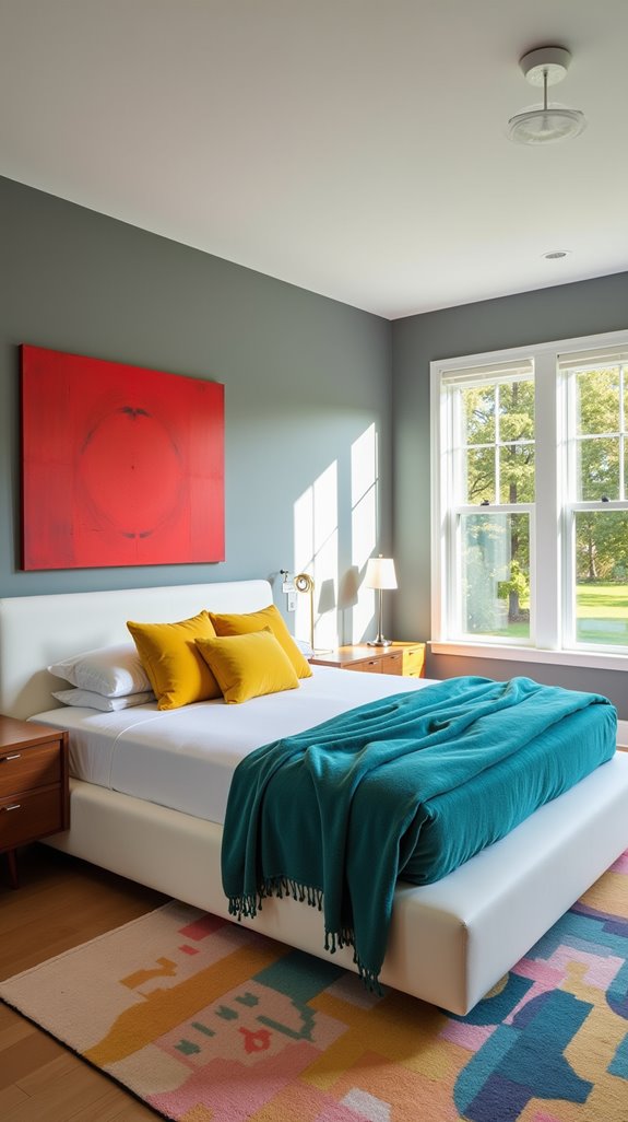 bold colorful bedroom accents