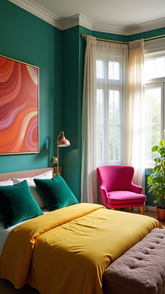 bold colors enhance bedrooms