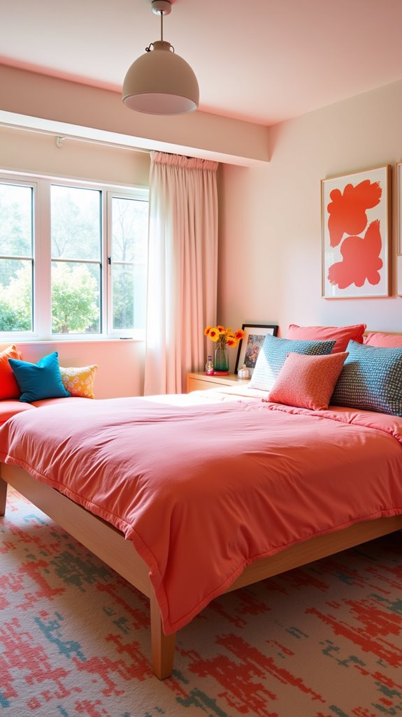 bright coral bedroom transformation