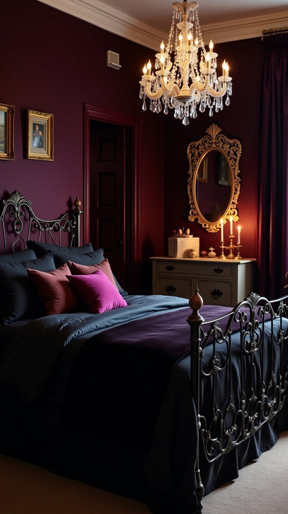 chandelier enhances bedroom ambiance