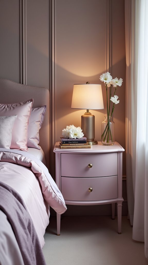 charming mauve bedside table