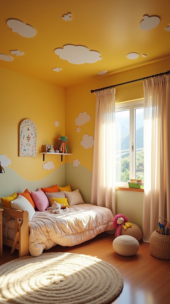 cheerful sunshine themed bedroom design