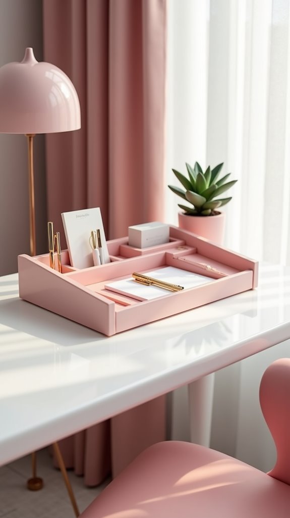chic pastel pink organizer