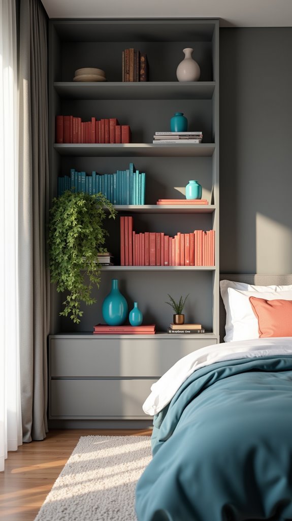 colorful decor on grey