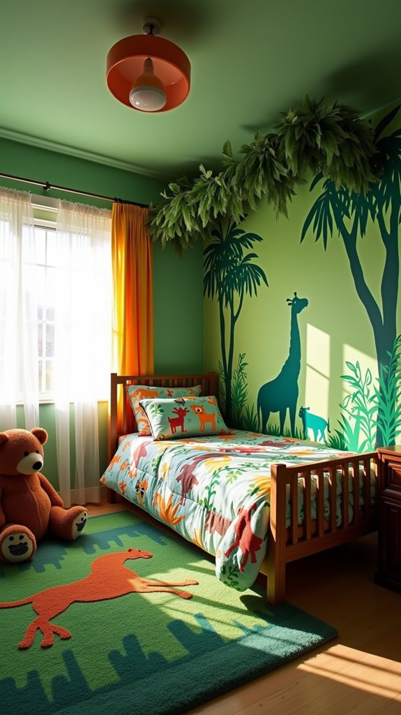 colorful jungle safari bedroom
