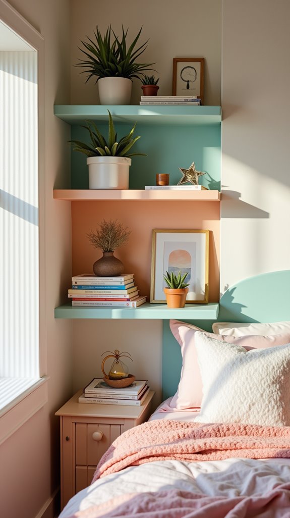 colorful shelves for aesthetics