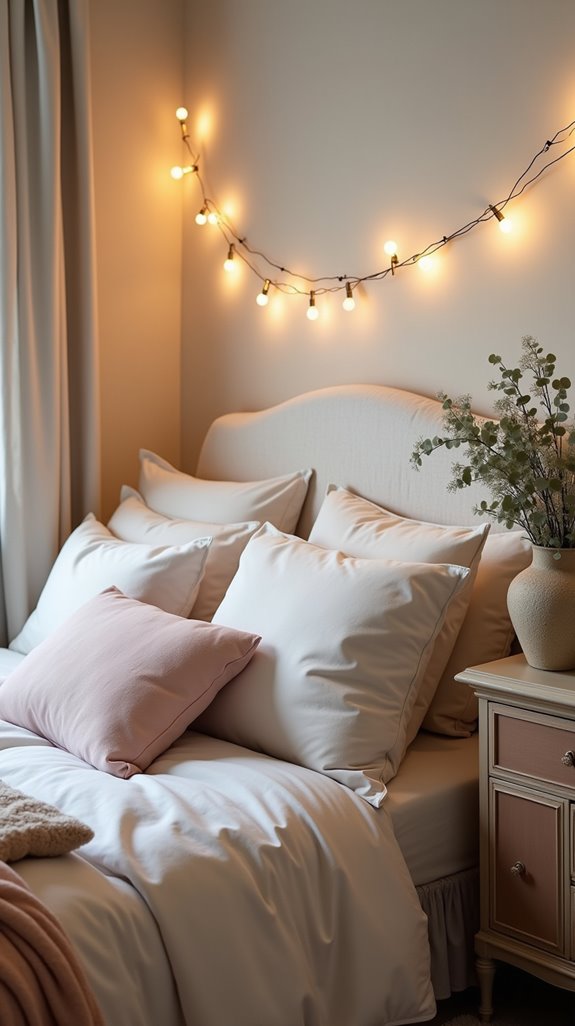 cozy bedroom string lights