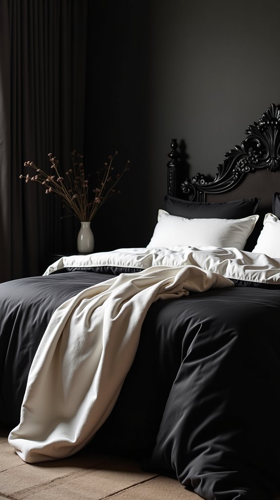 cozy black and white bedding