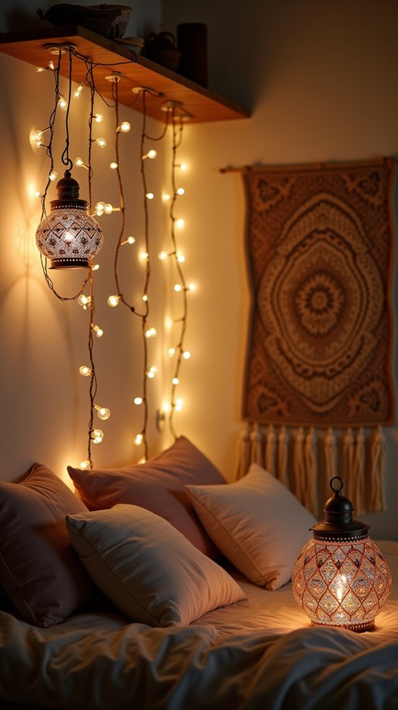 cozy bohemian fairy lights