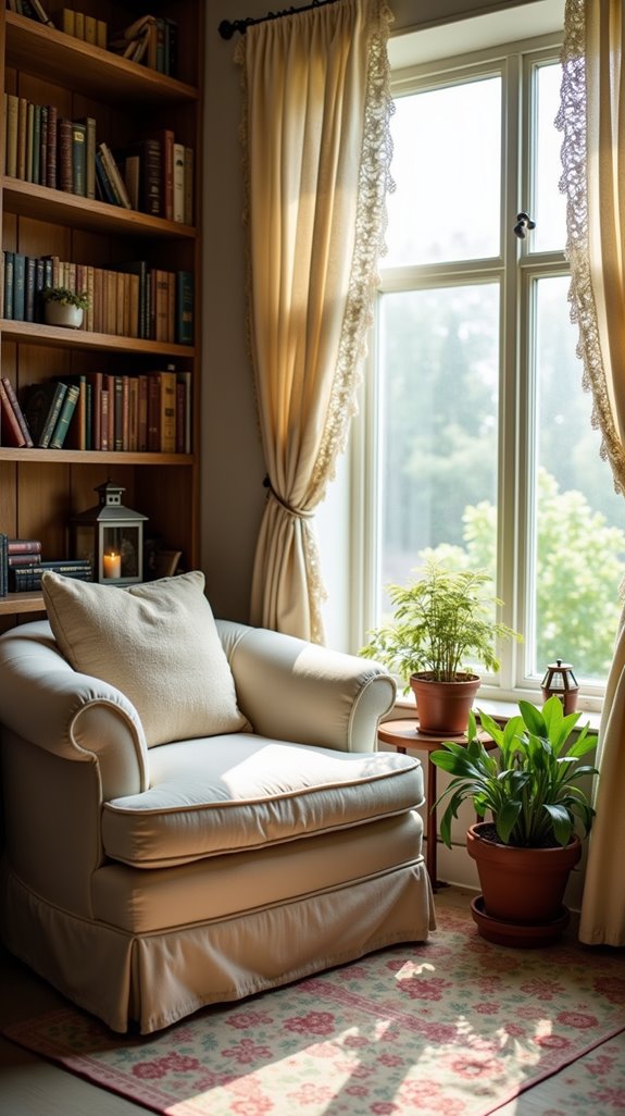 cozy bookshelf reading nook