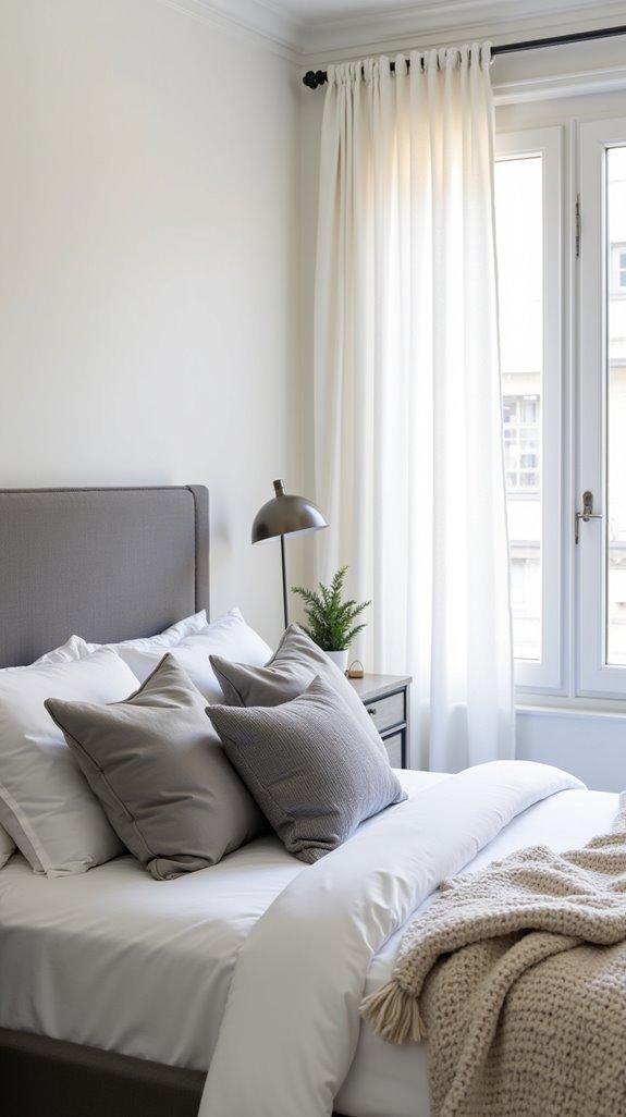 cozy grey and white pillows