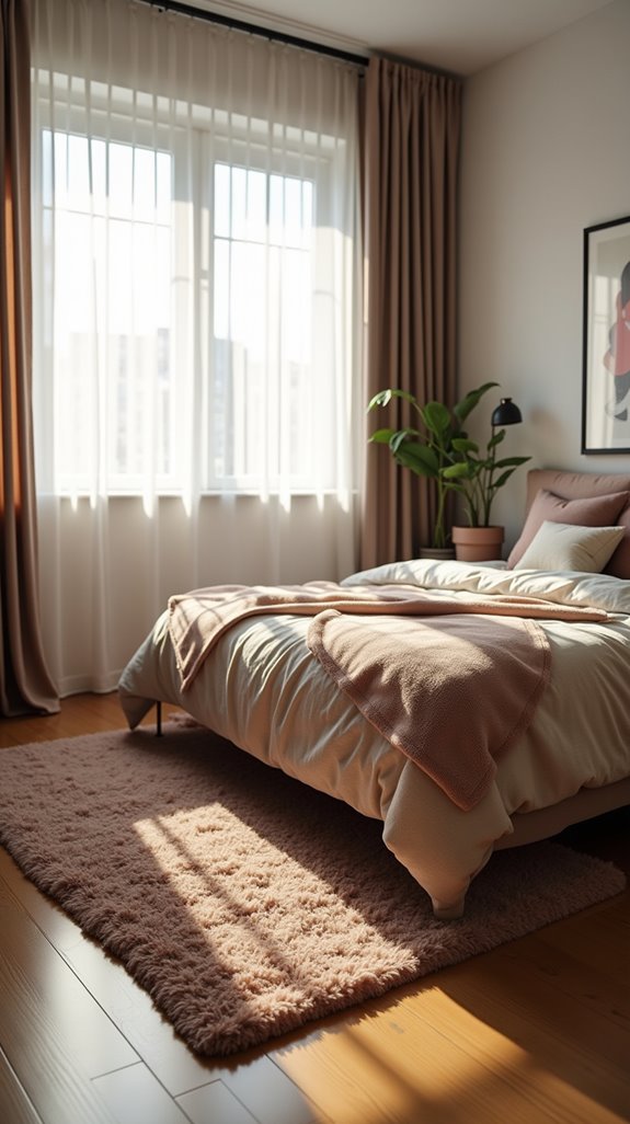 cozy rug enhances bedroom ambiance