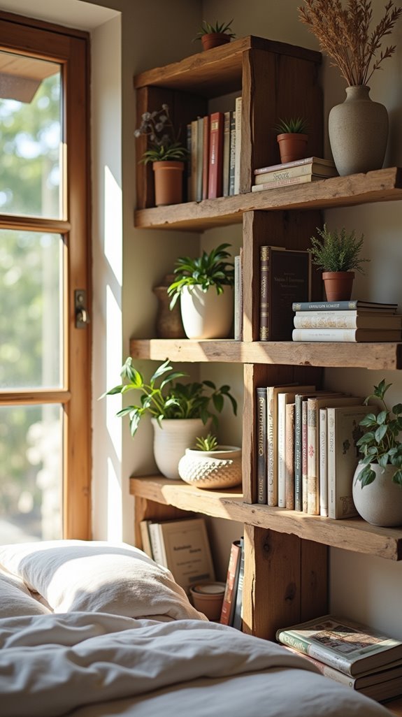 cozy rustic wooden shelves