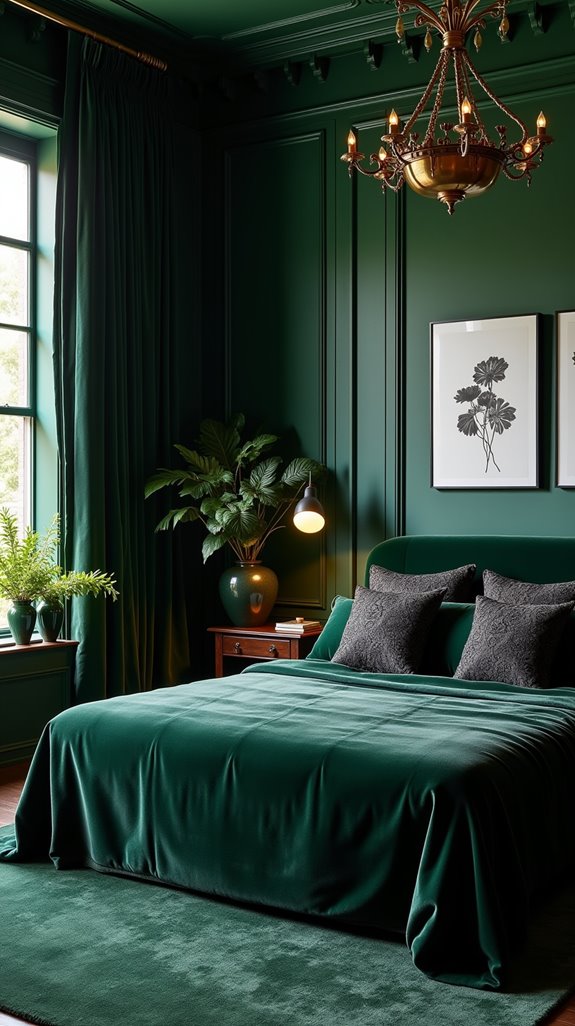 dark botanical bedroom decor