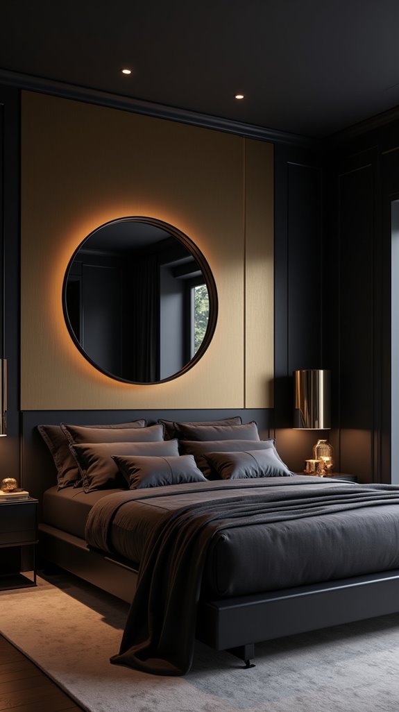 dramatic black bedroom accents