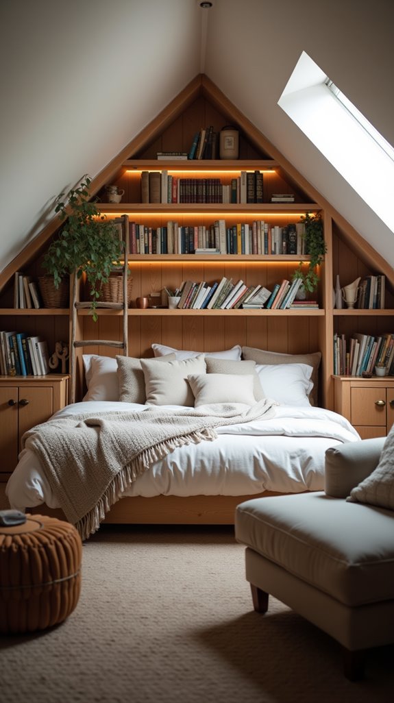 eaves with built in shelving