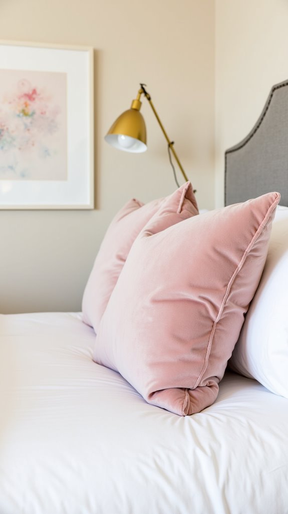 elegant blush velvet pillows