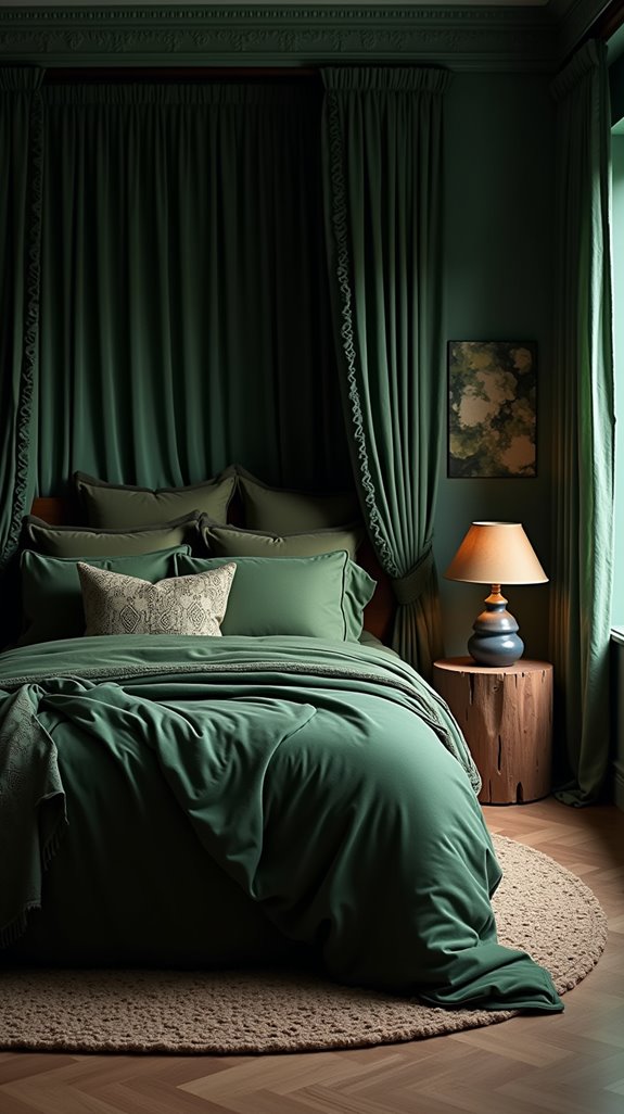 elegant dark green curtains