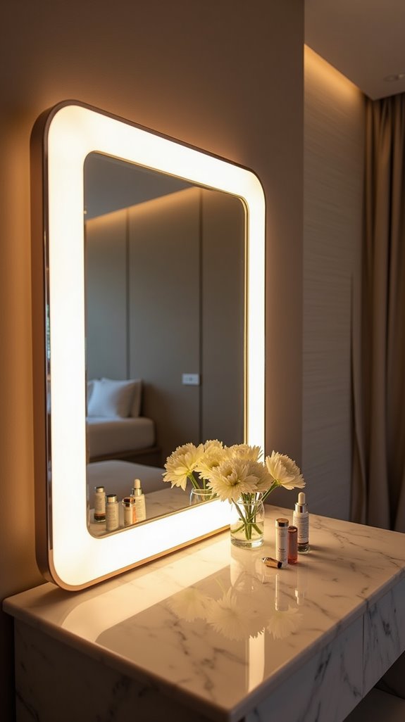 elegant illuminated vanity mirrors