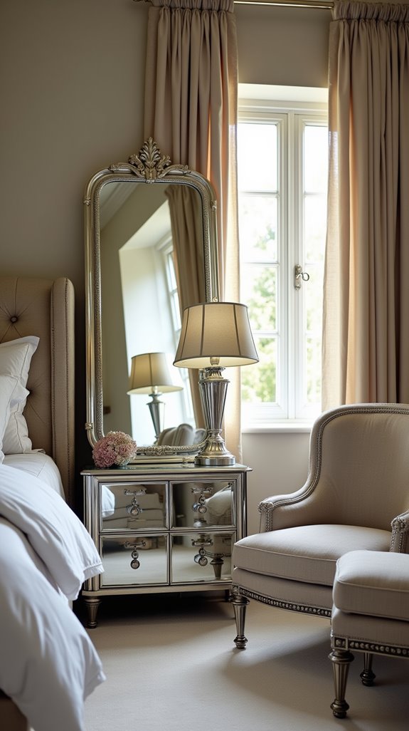 elegant mirrored furniture accents