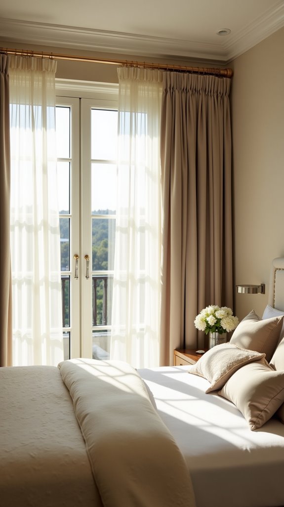 elegant neutral drapes enhance