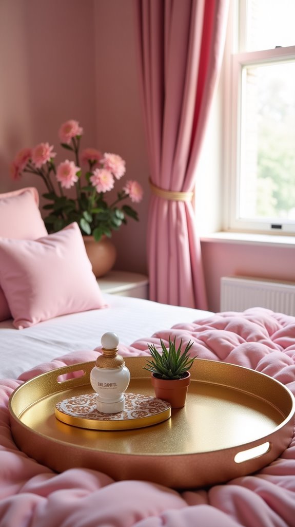 elegant pink and gold trays