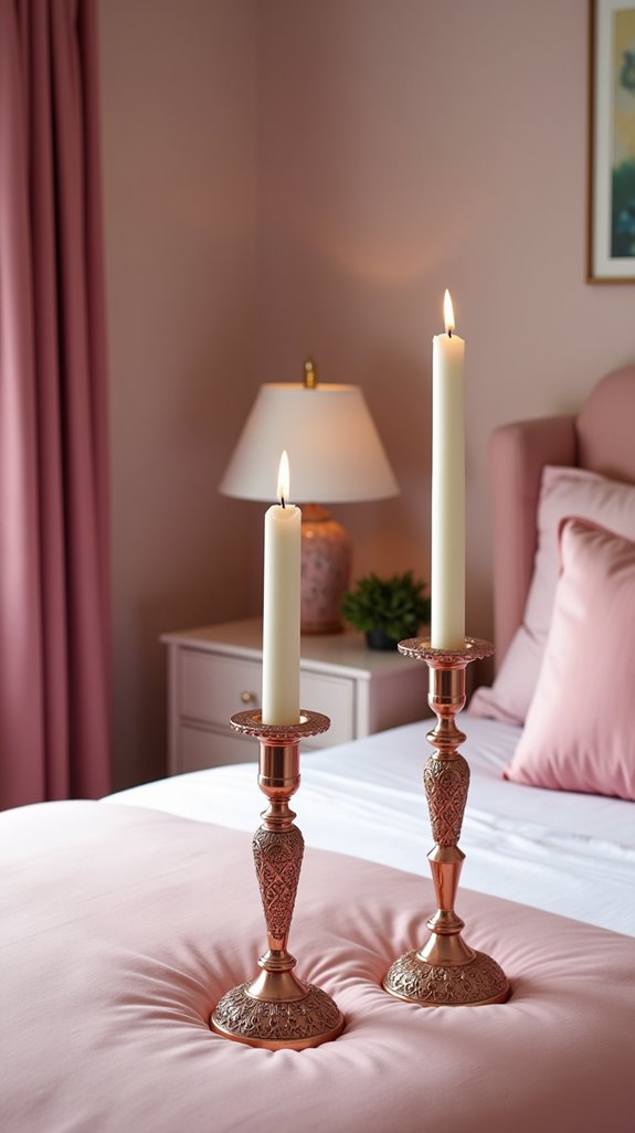 elegant pink candle holders