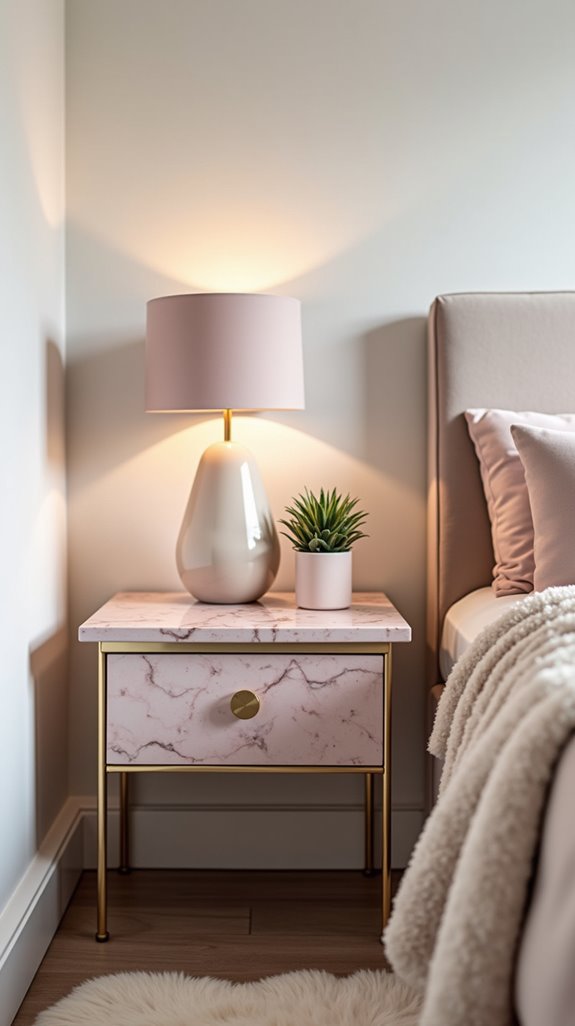 elegant pink marble nightstand