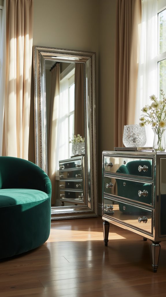 elegant reflective furniture accents