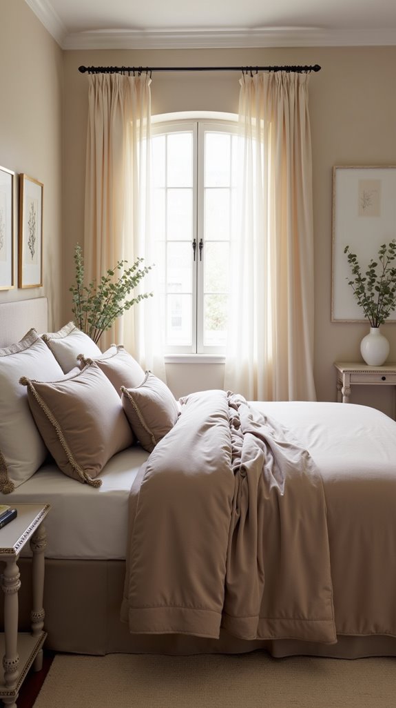 elegant taupe bedroom decor