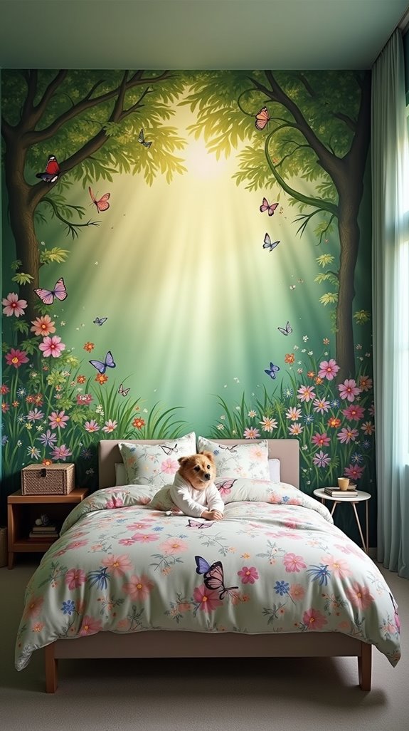 enchanting garden bedroom mural