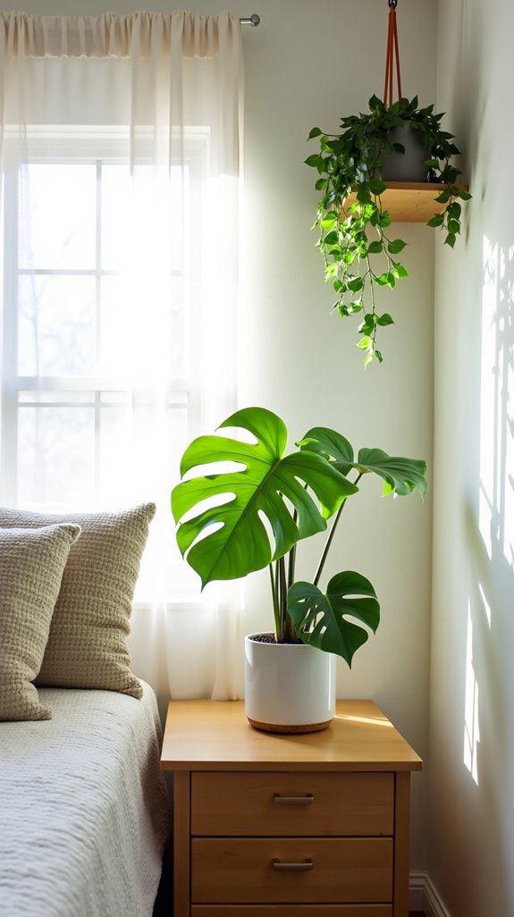 enhance bedroom with plants