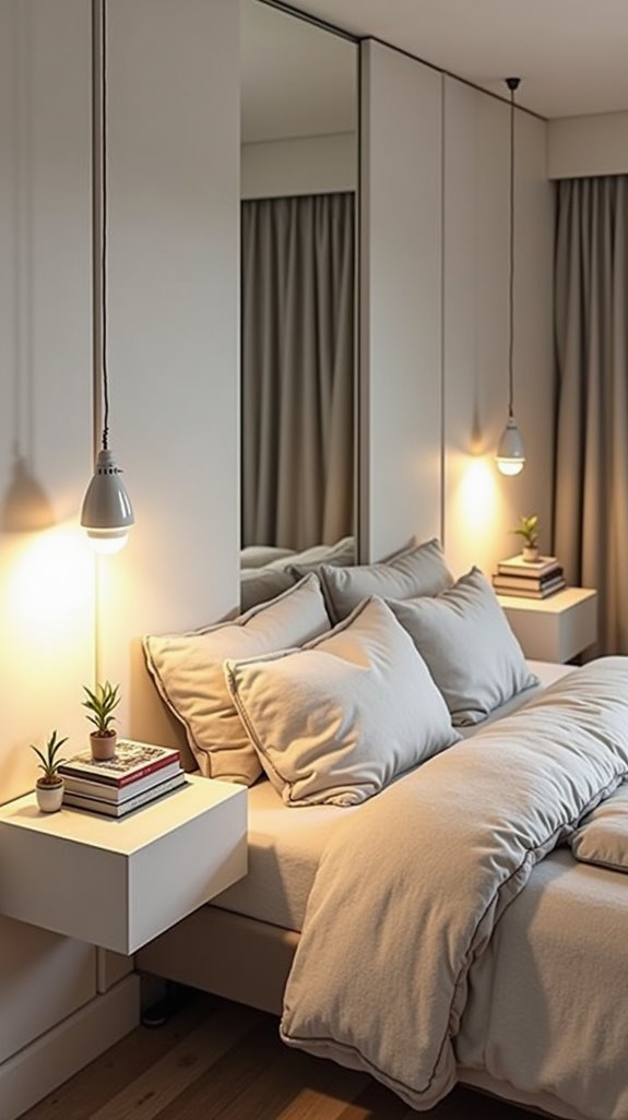 floating nightstands save space