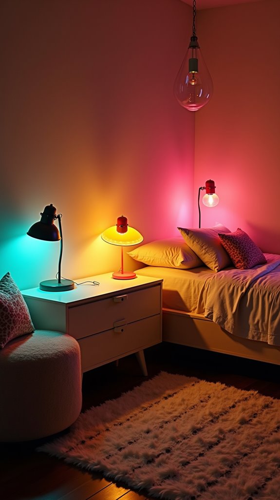 funky colorful workspace lamps