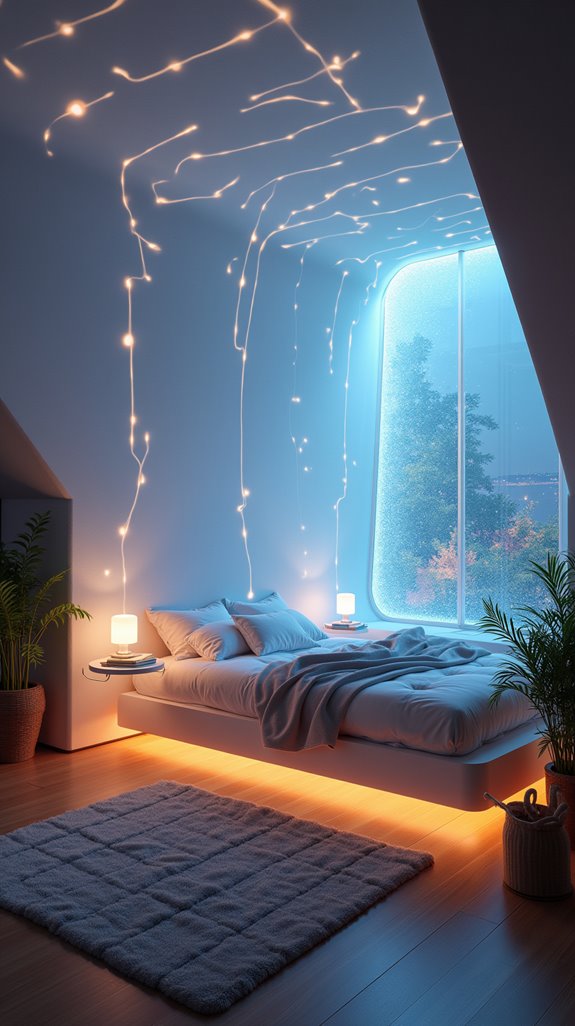 futuristic dreamy bedroom retreat
