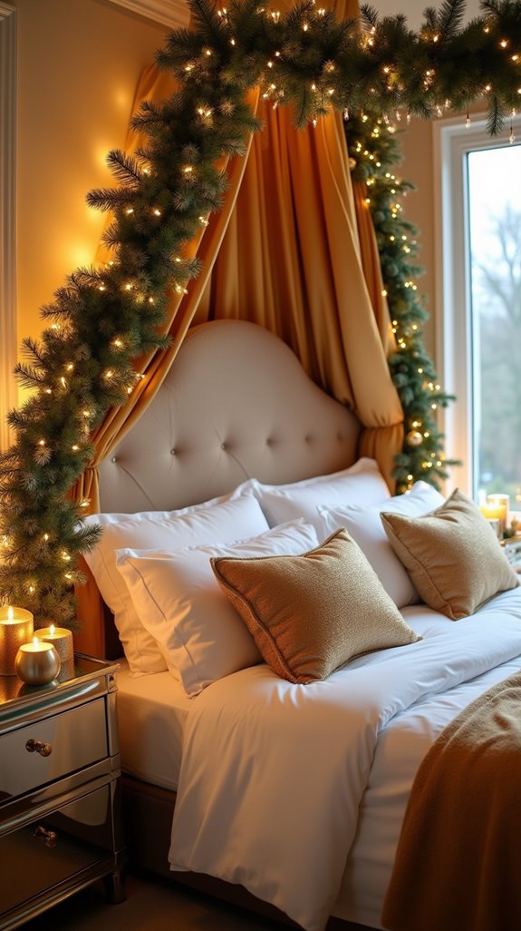 glamorous holiday bedroom accents