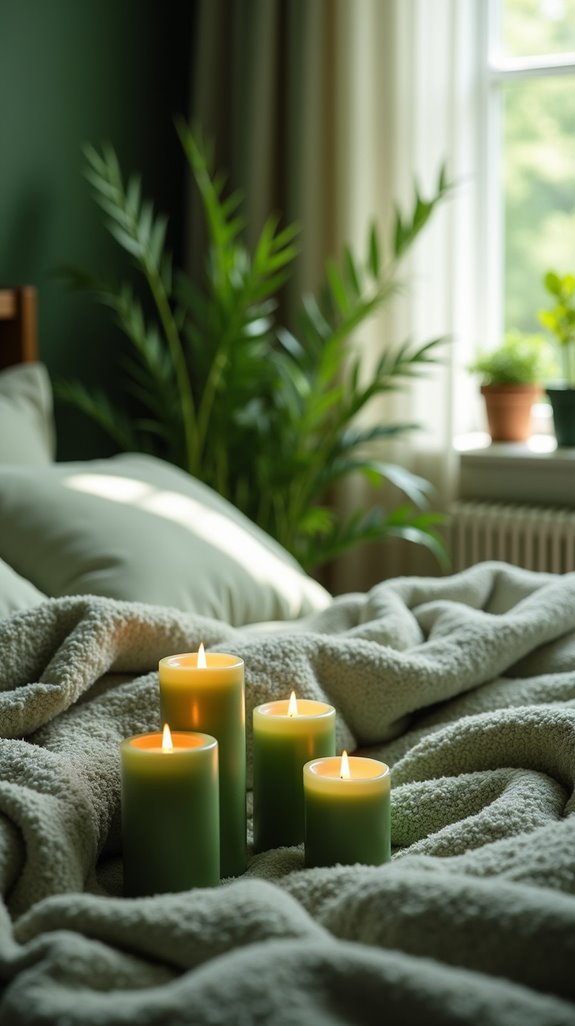 green candle soothing ambiance