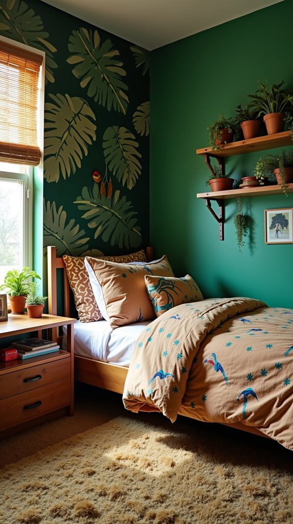 jungle inspired teen bedroom retreat