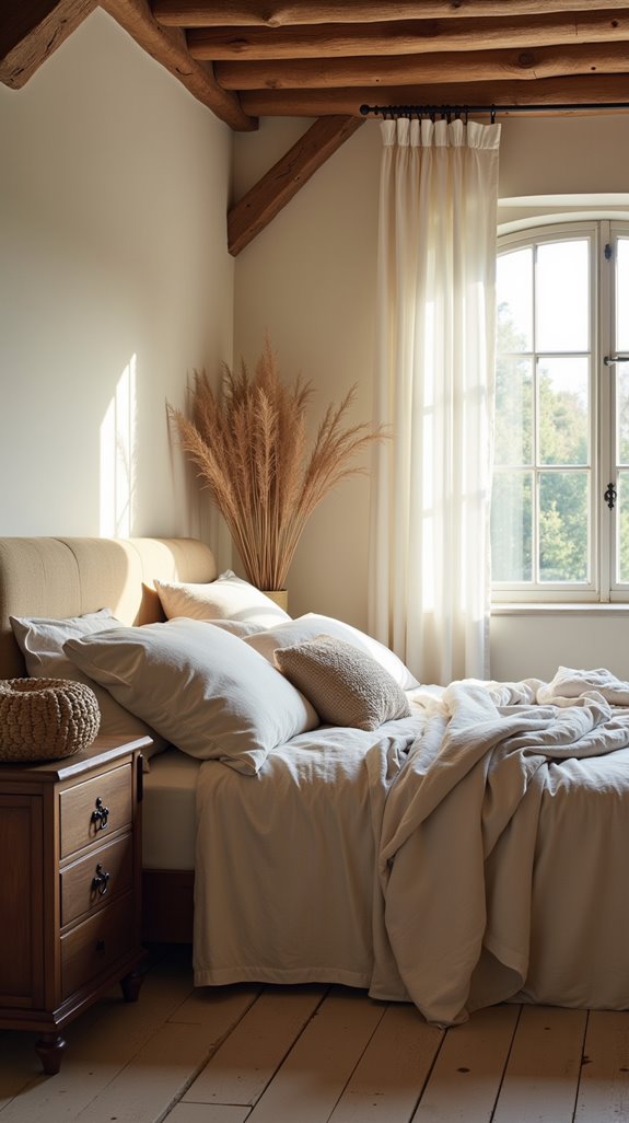 linen furniture enhances rustic charm