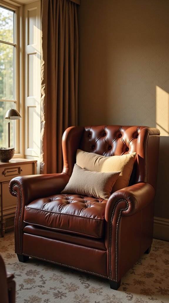 luxurious brown leather chairs