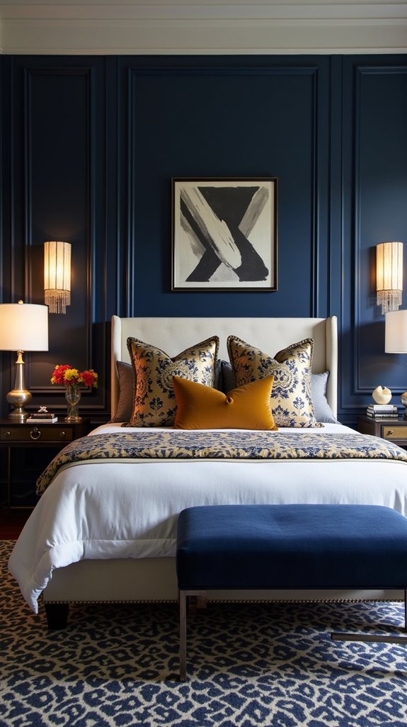 mix patterns with navy