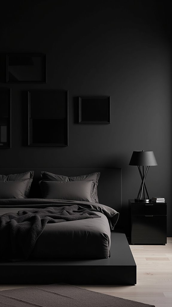 monochromatic black bedroom elegance