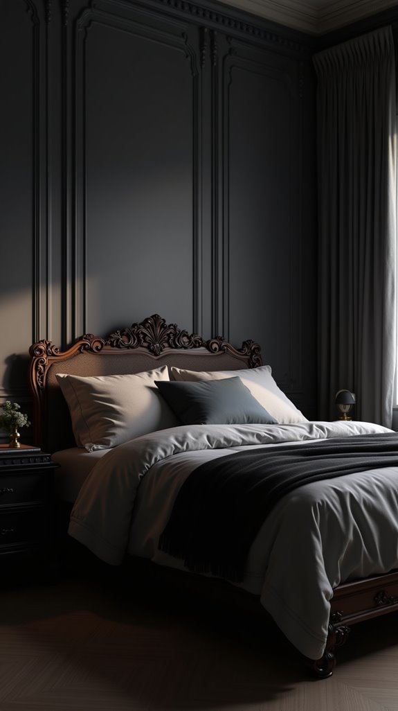 moody gray bedroom elegance